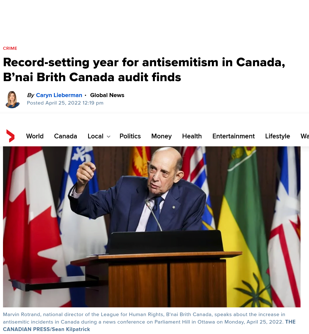 2021 Annual Audit of Antisemitic Incidents Profiled on Global News