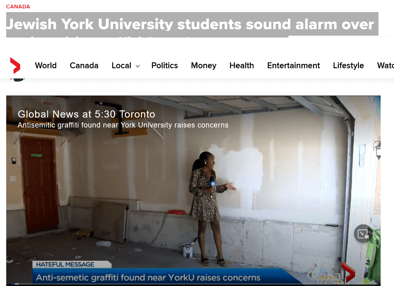 Jewish York University students sound alarm over antisemitic graffiti found near campus – B’nai Brith Canada