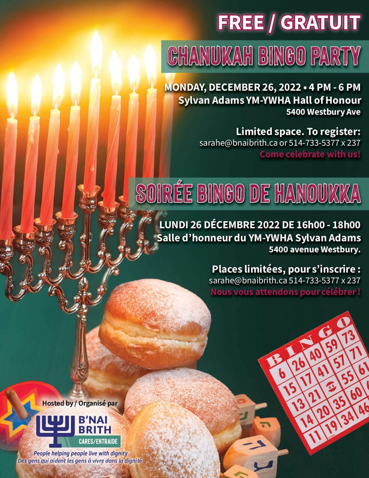 Chanukah Bingo Party Montreal Senior Program B'nai Brith Canada